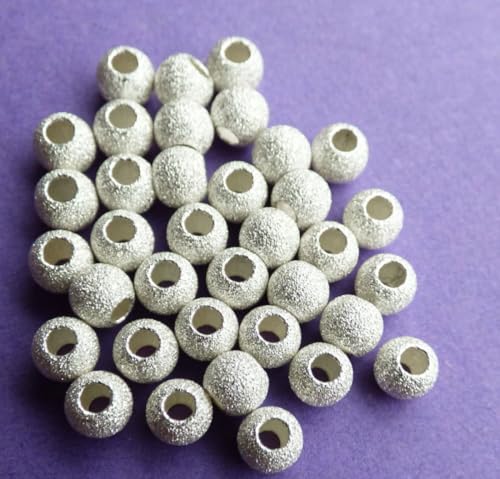 Adabele 10pcs Adabele Authentic 925 Sterling Silver Hypoallergenic 4mm (0.16 Inch) Small Tiny Stardust Round Loose Beads Spacer for DIY Craft Jewelry Making SS144 - Image 4