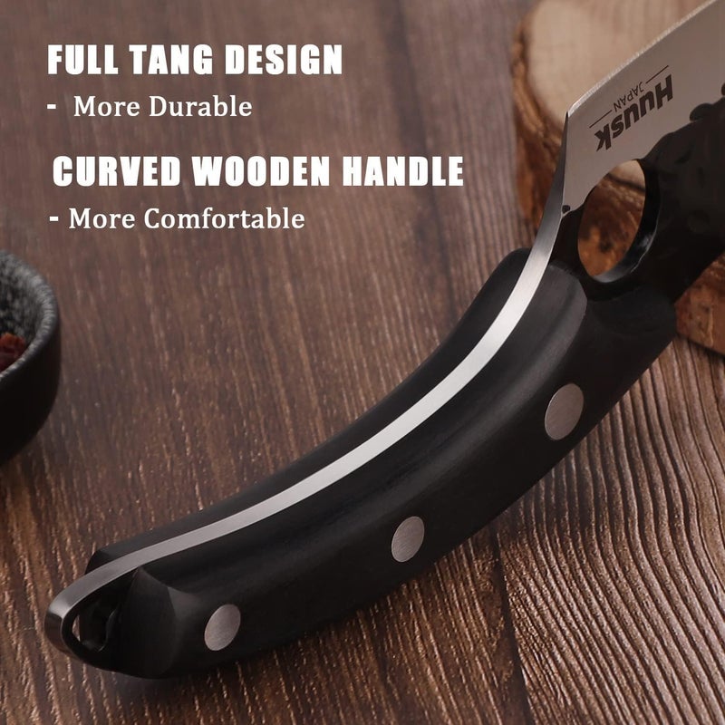 Huusk Viking Knife - Caveman Ultimo Boning Knife with Sheath, Hand Forged Full Tang for Kitchen or Camping Gift for Dad - Image 5