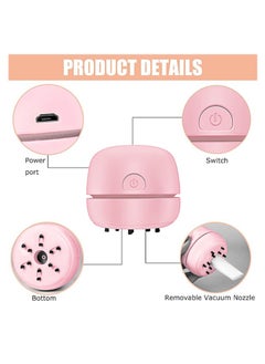 OUYoo OUYoo desktop vacuum, USB charging, mini desktop vacuum, cleans rubber crumbs, dust, cordless, 360 rotation design, suitable for keyboards, home, school,Stationery， office, car(pink).  - Image 5