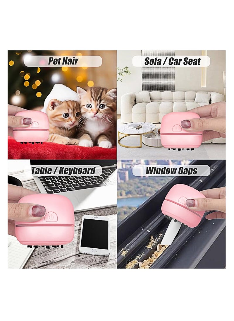 OUYoo OUYoo desktop vacuum, USB charging, mini desktop vacuum, cleans rubber crumbs, dust, cordless, 360 rotation design, suitable for keyboards, home, school,Stationery， office, car(pink).  - Image 4