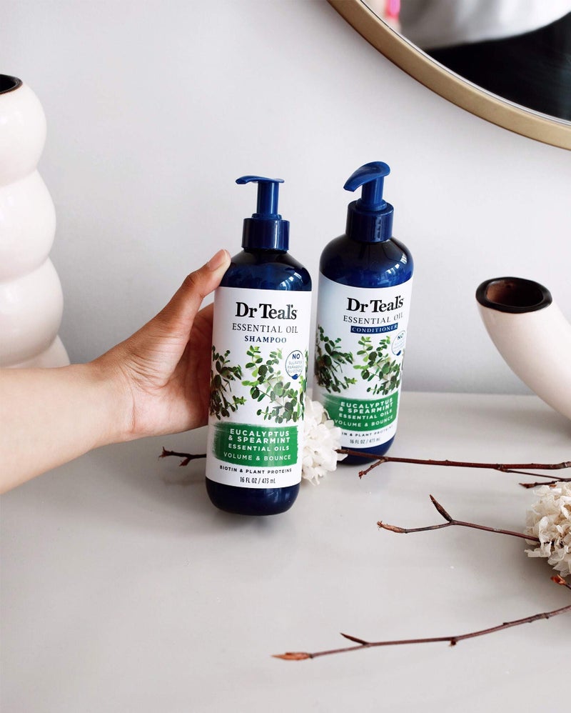 Dr Teal's Eucalyptus Spearmint Volume Bounce Essential Oil Conditioner Sulfate Free, 16 Fl Oz - Image 5