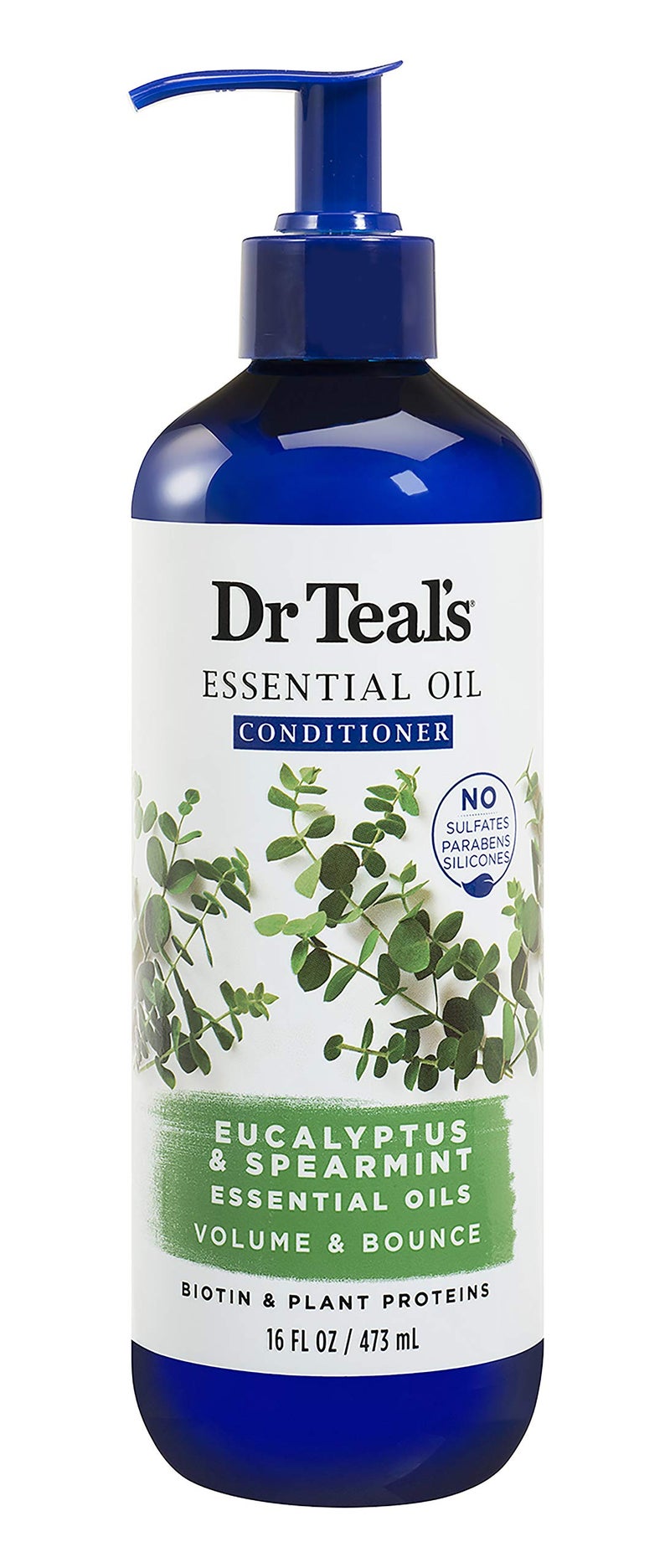 Dr Teal's Eucalyptus Spearmint Volume Bounce Essential Oil Conditioner Sulfate Free, 16 Fl Oz - Image 1