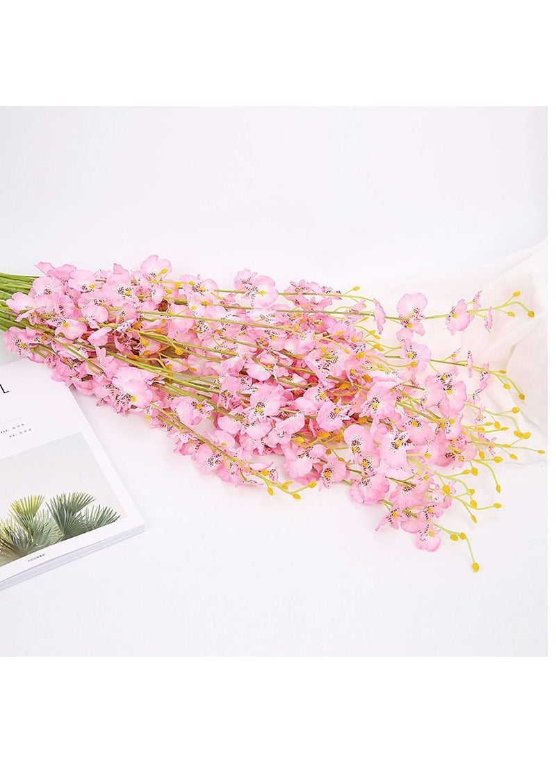 Bluejw 12-Piece Artificial Orchids Flower With Long Stem Pink/Green - Image 1