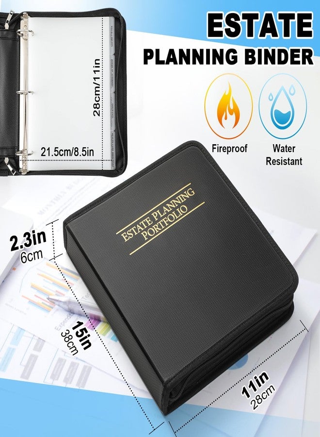 Henoyso Fireproof Estate Planning Portfolio Black 1.5" 3 Ring End of Life Binder with Zip Estate Planning Organizer for Wills, Trusts, Powers of Attorney, 12 Indexed Dividers Included - Image 2