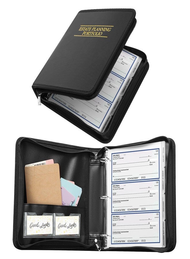 Henoyso Fireproof Estate Planning Portfolio Black 1.5" 3 Ring End of Life Binder with Zip Estate Planning Organizer for Wills, Trusts, Powers of Attorney, 12 Indexed Dividers Included - Image 1