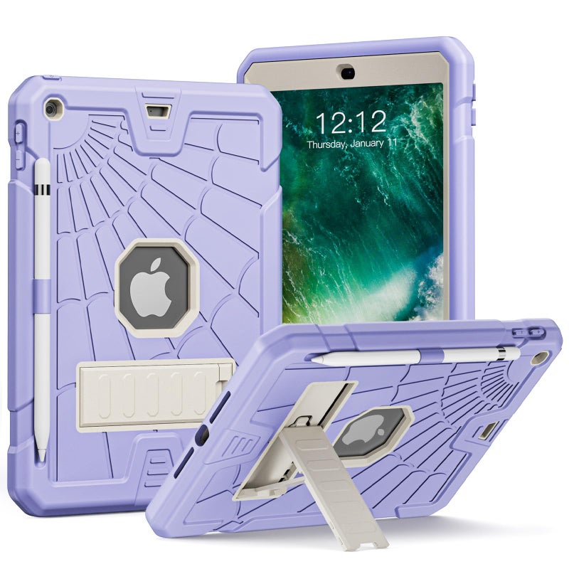 SIBEITU iPad 6th Generation Cases for Kids iPad 5th Generation Case 97 inch wPencil Holder iPad 97 Case wStand for Boys Girls Heavy Duty Rugged iPad Case for 6th5th 20182017 Purple