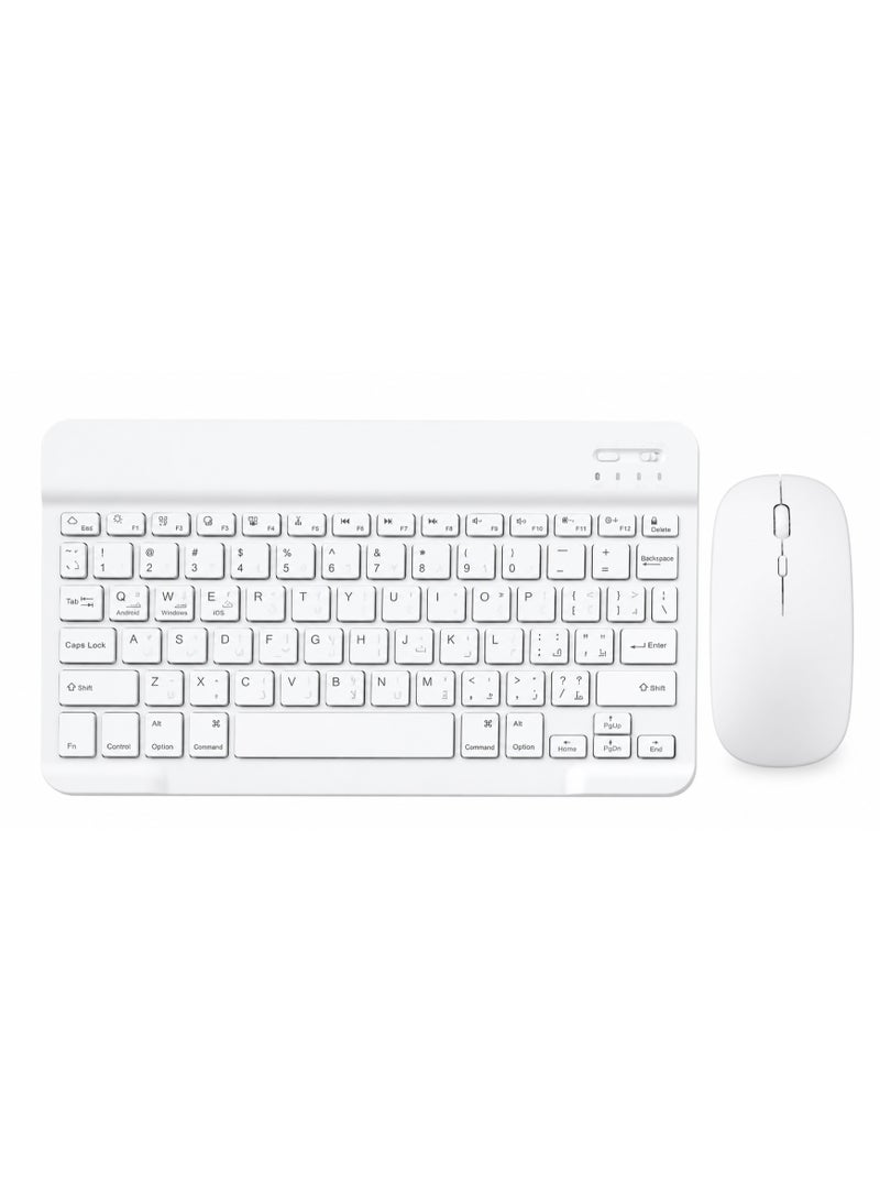 Hedge Wireless Bluetooth Keyboard and Mouse Combo Rechargeable Slim Keyboard Kit with Multi-Device Support Silent Click Mouse Long Battery Life Compact Portable Design for Laptop PC Tablet White - Image 1