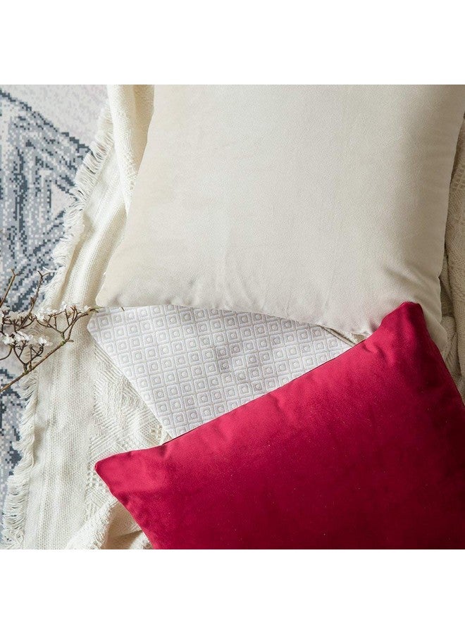 Khooti Khooti Velvet Cushion Cover, 24x24 (Red) (Pack of 3)  - Image 4