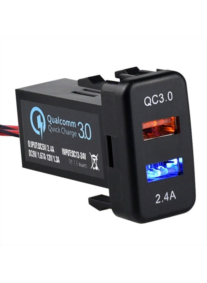 Cllena Dual USB Port Charger Socket Quick Charge 3.0 & 2.4A for Toyota - Image 1
