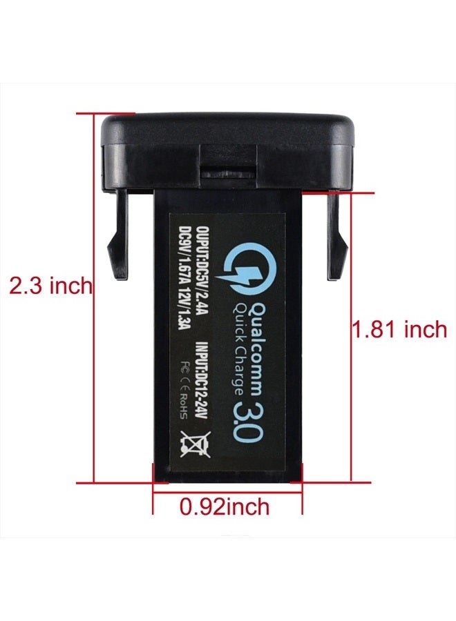 Cllena Dual USB Port Charger Socket Quick Charge 3.0 & 2.4A for Toyota - Image 3