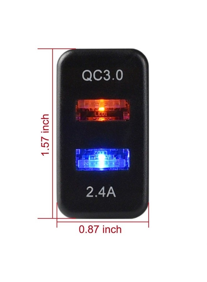 Cllena Dual USB Port Charger Socket Quick Charge 3.0 & 2.4A for Toyota - Image 2