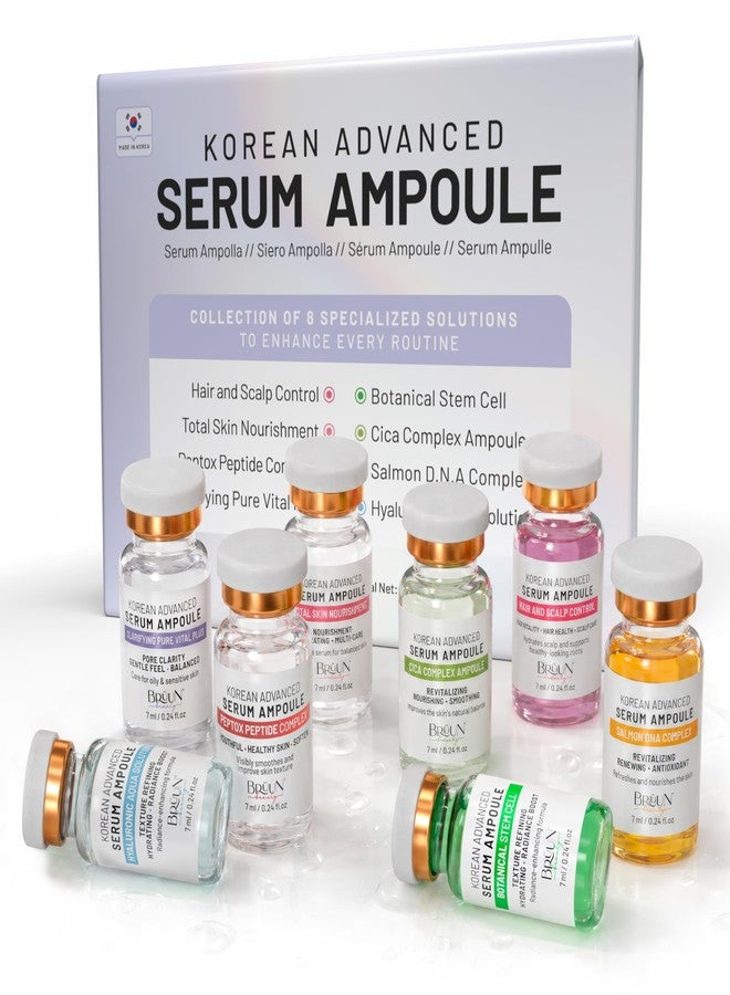 BRÜUN Micro Infusion Korean Serum kit 8 Pcs (7 ml Ampoule - Stem Cell, Salmon DNA, Peptide, Hyaluronic AC - Starter Booster Kit for Face and Body - Image 1