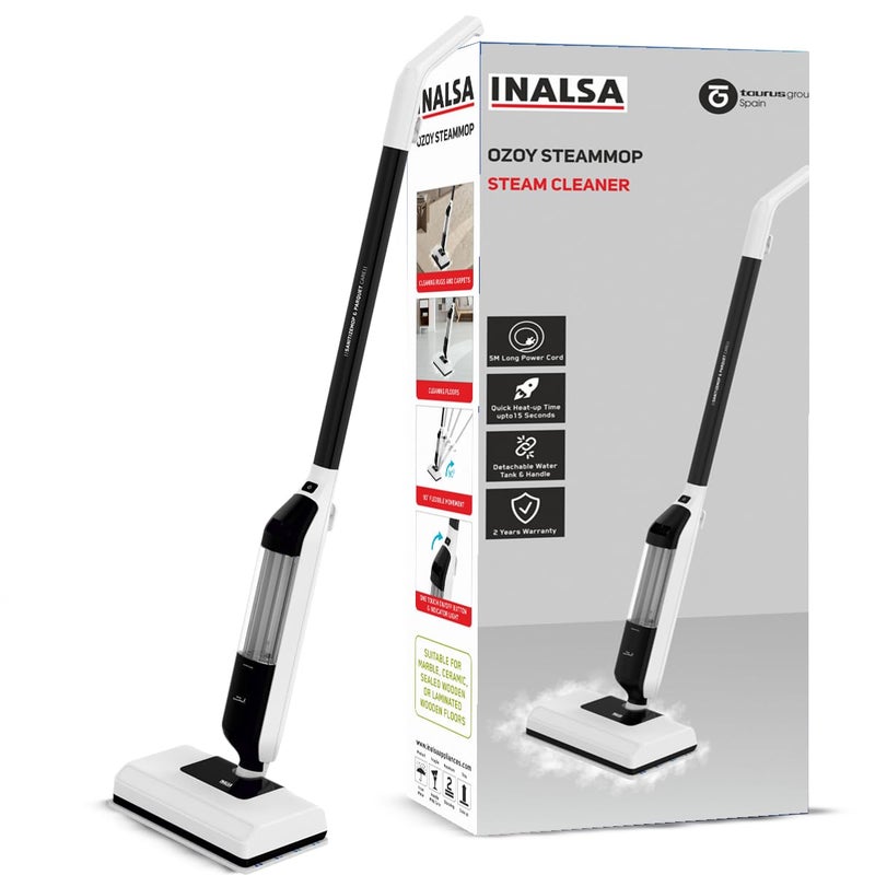Inalsa INALSA Multi Purpose Steam Cleaner Comes with 2 Mop Cloth and Carpet SliderSteam Flow Upto 32gmmin5M Long CordQuick Clean Water Filter500 ML Tank CapacityAuto Shut ProtectionOzoy Steam Mop  - Image 1
