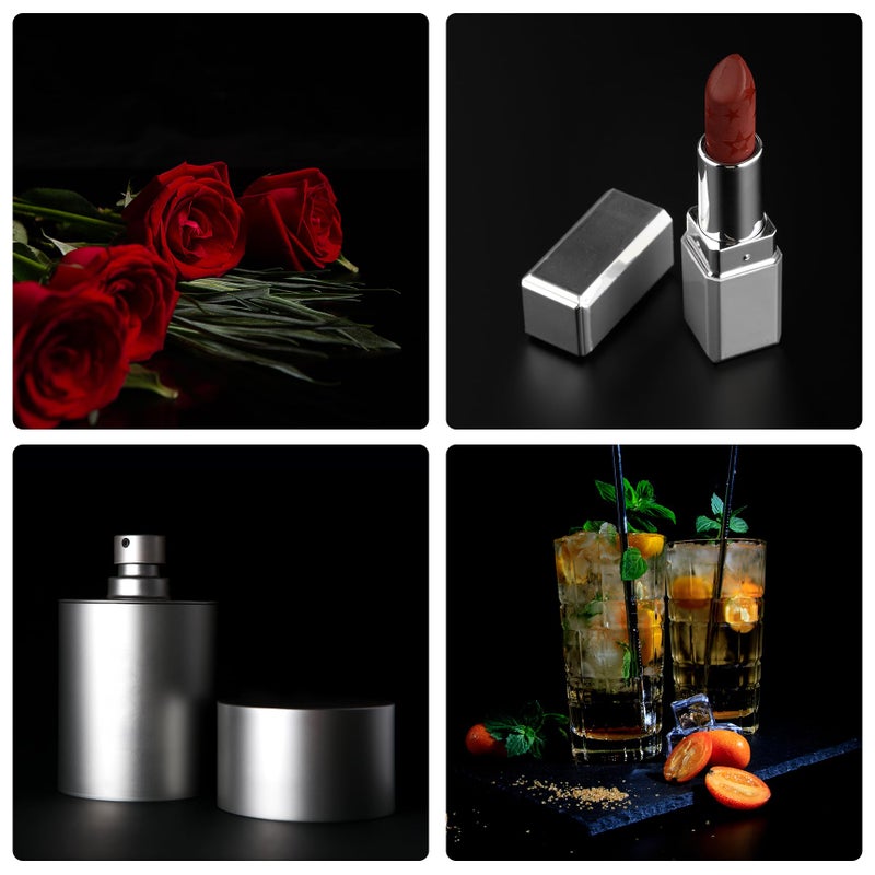 Meking Product Photography Backdrops, Black Double Sided Matte and Reflective Background for Food,Makeup, Jewelry and Other Small Product,2PCS 15.7x11.8in Photo Backdrop Boards with 2PCS Bracket - Image 3