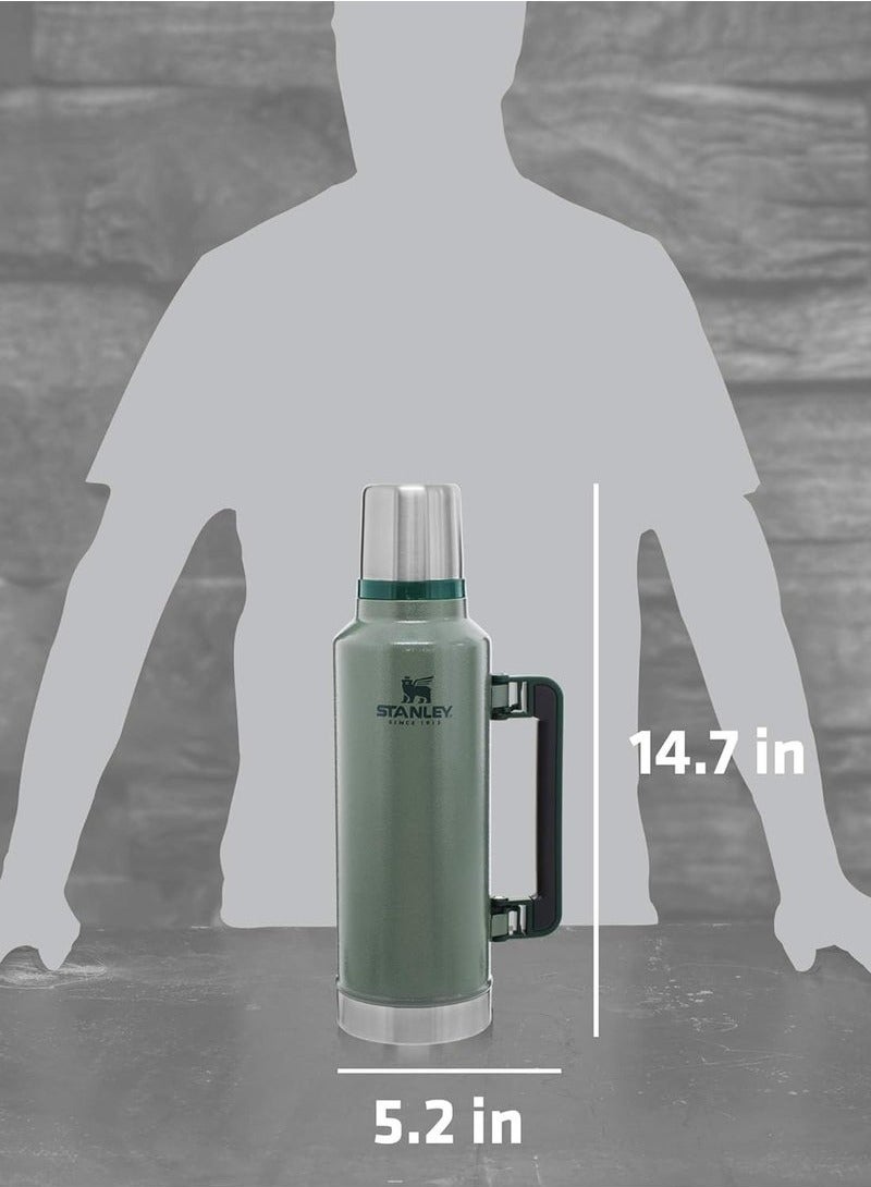 Legendary Classic Vacuum Insulated Bottle 1.9L - Leakproof, Durable Stainless Steel Thermos with Lid and Cup, Keeps Beverages Hot or Cold for Extended Periods | Perfect for Camping, Hiking. Everyday Use - Green