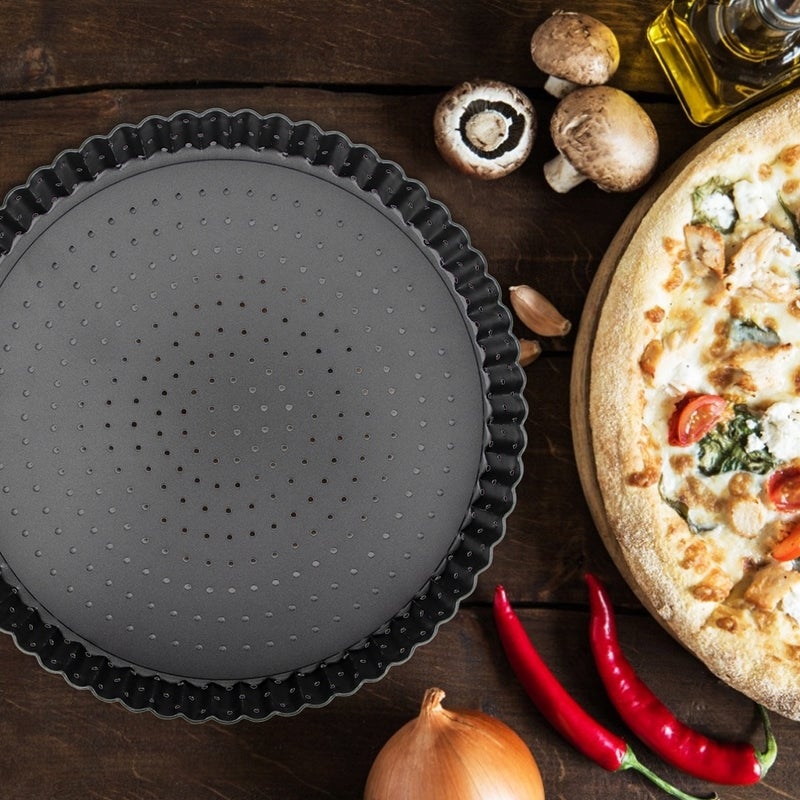 Household Thicken Non-Stick Carbon Steel Pizza Mold Baking Pan Tray Kitchen Baking Tools(L (9in) ) - Image 4