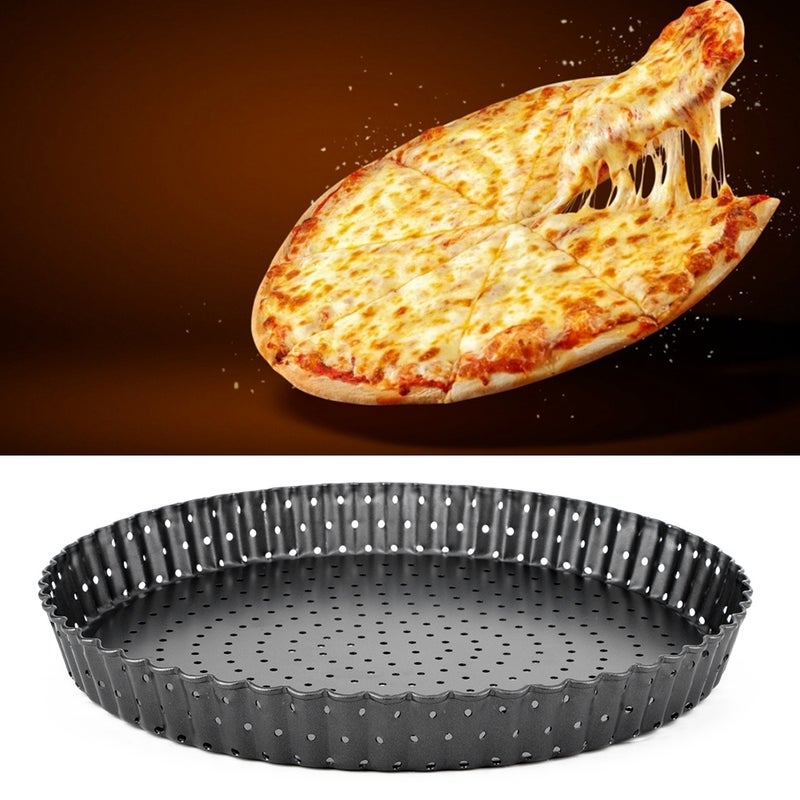 Household Thicken Non-Stick Carbon Steel Pizza Mold Baking Pan Tray Kitchen Baking Tools(L (9in) ) - Image 3