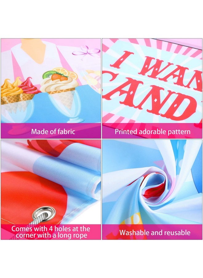 Irenare Candy Shop Party Decoration Sweet Shoppe Hanging Banner Background Carnival Photo Door Decor Backdrop Props 70.87 X 35.43 Inch Large Photo Door Banner For Candy Shop Sweet Party Carnival Game Supplies  - Image 4