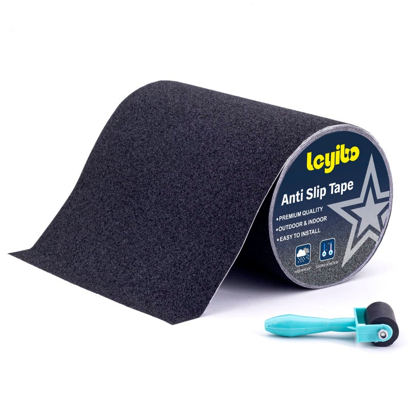 Leyibo Anti Slip Traction Tape With Roller  9 Inch X 35 Ft Non Slip Grip Tape For Skateboard  Waterproof Anti Skid Grit Roll For Stair Step Outdoor/Indoor  High Traction Non Skid Abrasive Stair Tread - Image 1
