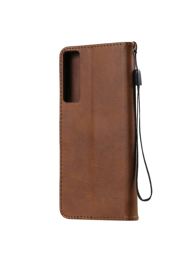 اس-توب جراب لهاتف LG Stylo 7 5G / 4G، جراب جلدي واقي قابل للطي أفقيًا بلون سادة مع حامل وفتحات للبطاقات ومحفظة وإطار صورة وحبل - Image 3