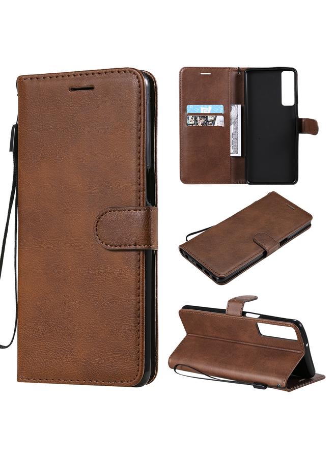 اس-توب جراب لهاتف LG Stylo 7 5G / 4G، جراب جلدي واقي قابل للطي أفقيًا بلون سادة مع حامل وفتحات للبطاقات ومحفظة وإطار صورة وحبل - Image 1