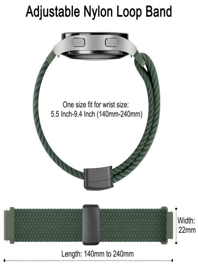 اي كي سوار AK مغناطيسي مضفر لساعات Amazfit Bip 6 / Bip 5 و Amazfit GTR 4، سوار معصم رياضي من النايلون الناعم مقاس 22 مم متوافق مع ساعات Amazfit Bip 6 / Bip 5 / GTR 4 للرجال والنساء (لون أخضر زيتوني) - Image 2
