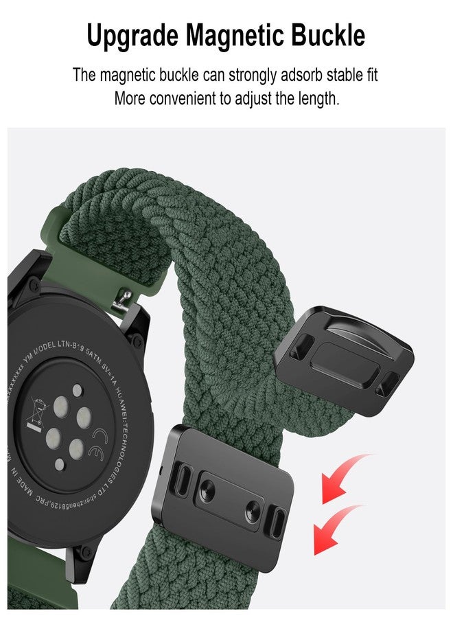 اي كي سوار AK مغناطيسي مضفر لساعات Amazfit Bip 6 / Bip 5 و Amazfit GTR 4، سوار معصم رياضي من النايلون الناعم مقاس 22 مم متوافق مع ساعات Amazfit Bip 6 / Bip 5 / GTR 4 للرجال والنساء (لون أخضر زيتوني) - Image 4