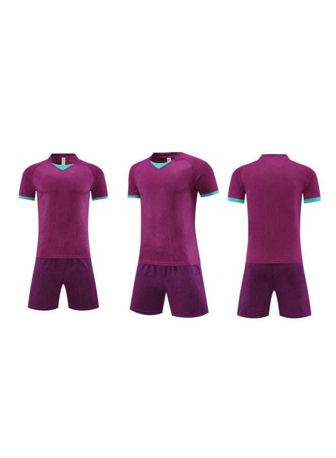 New Children's Football Jersey Set - Deep Red - Quick-Drying Breathable Short-Sleeved Training & Competition Team Uniform