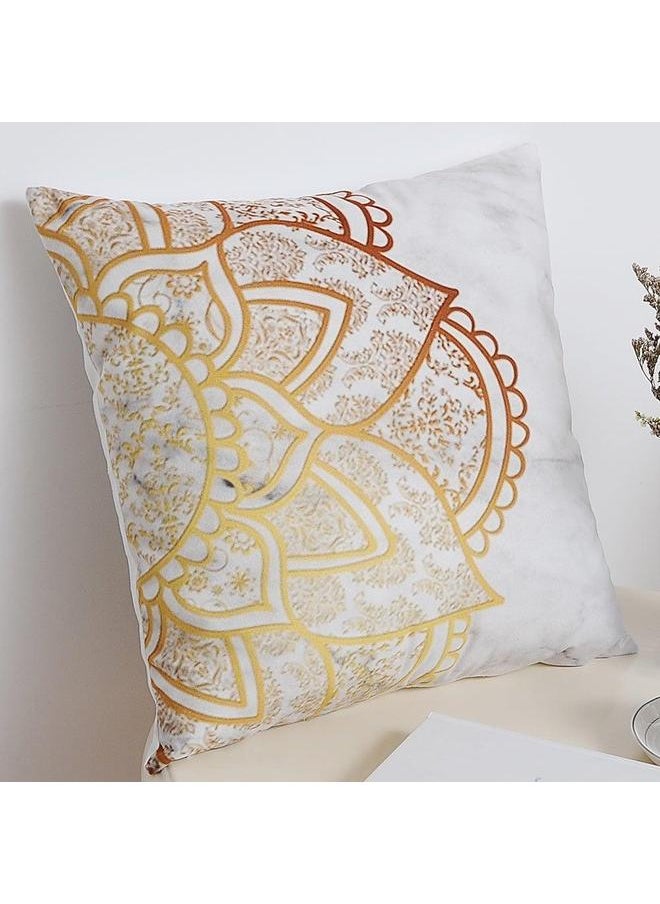 Generic Printed Cushion Cover White/Gold 45 x 45cm  - Image 2