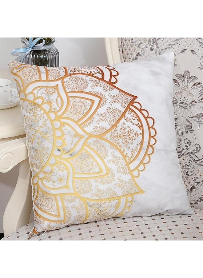 Generic Printed Cushion Cover White/Gold 45 x 45cm  - Image 3