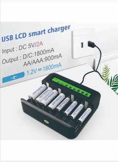 بيوينتي NC559 USB 8 فتحات شاحن بطارية ذكي متعدد الوظائف لبطاريات AA / AAA D / C نوع 5/7 قابلة لإعادة الشحن  - Image 1