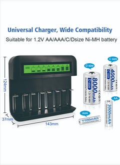 بيوينتي NC559 USB 8 فتحات شاحن بطارية ذكي متعدد الوظائف لبطاريات AA / AAA D / C نوع 5/7 قابلة لإعادة الشحن  - Image 3