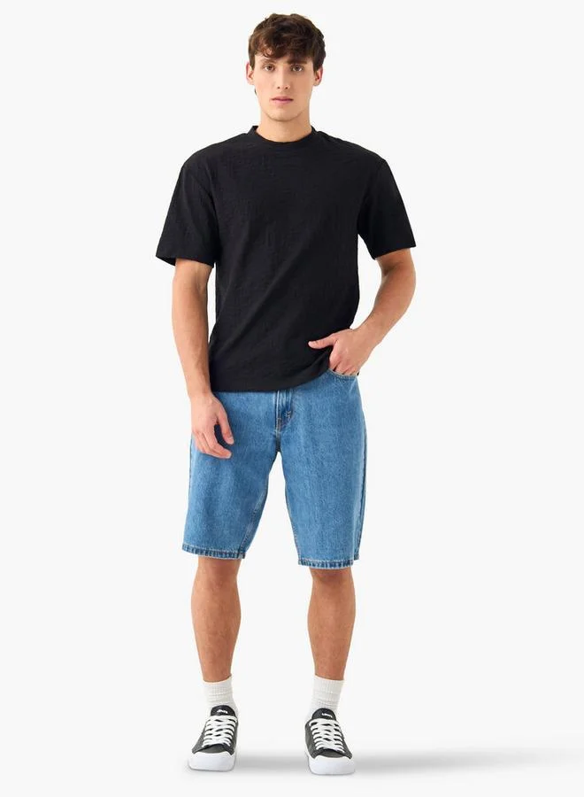 Lee Cooper Lee Cooper Textured Crew Neck T-shirt with Short Sleeves