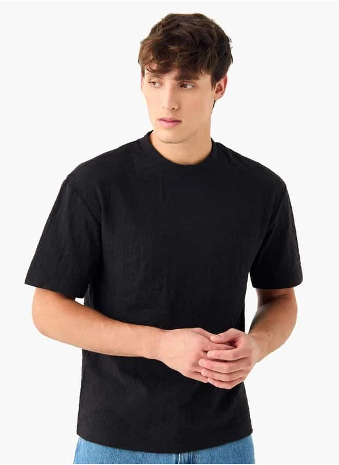 Lee Cooper Lee Cooper Textured Crew Neck T-shirt with Short Sleeves