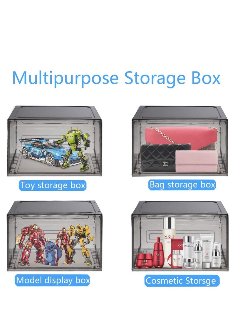 Shoe Organizer, Plastic Shoe Box with Magnetic Door, 6 Pack Shoe Containers for Sneaker Storage, Shoe Display Case