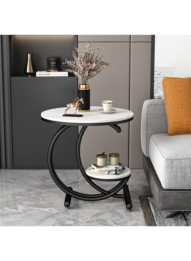 DubaiGallery Marble Round Coffee Table Tea Tables End Table For Office Home Magazine Shelf Small Desk Movable Bedroom Living Room Furniture - Image 3