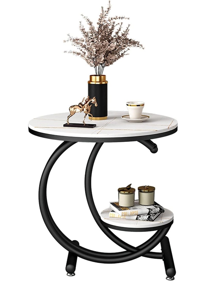 DubaiGallery Marble Round Coffee Table Tea Tables End Table For Office Home Magazine Shelf Small Desk Movable Bedroom Living Room Furniture - Image 1