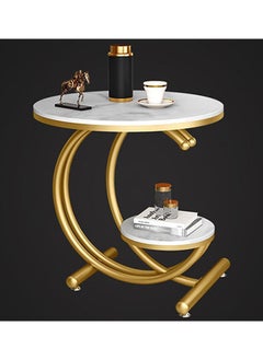DubaiGallery Marble Round Coffee Table Tea Tables End Table For Office Home Magazine Shelf Small Desk Movable Bedroom Living Room Furniture  - Image 1