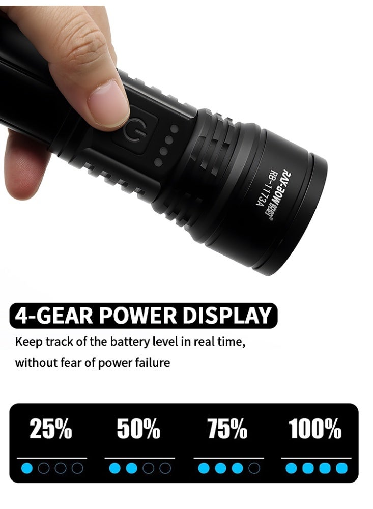 Variable Zoom LED Flashlight Rechargeable Waterproof Outdoor Camping Light for Cave Exploration Night Fishing Car Maintenance Flashlight - Image 2