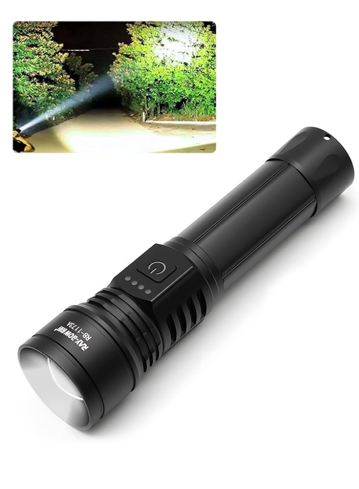 Variable Zoom LED Flashlight Rechargeable Waterproof Outdoor Camping Light for Cave Exploration Night Fishing Car Maintenance Flashlight - Image 1