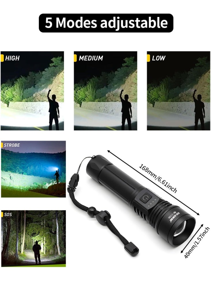 Variable Zoom LED Flashlight Rechargeable Waterproof Outdoor Camping Light for Cave Exploration Night Fishing Car Maintenance Flashlight - Image 4