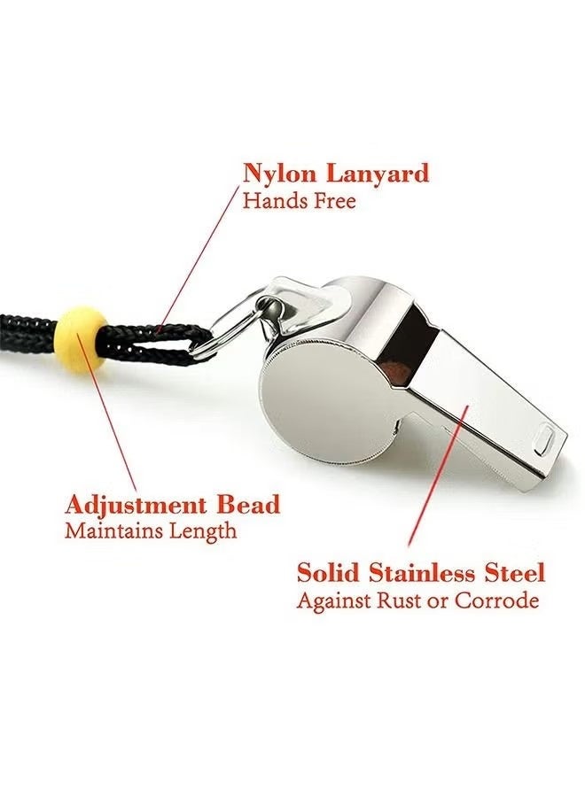 3 whistles, stainless steel sports whistle with lanyard - Image 4