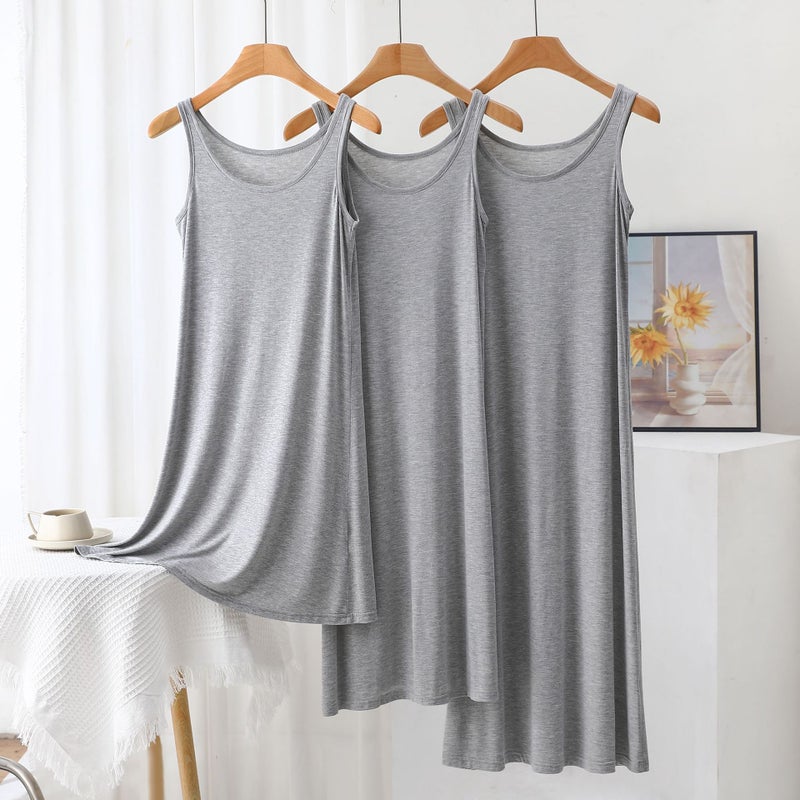 فستان نوم نسائي صيفي من المودال بدون أكمام - Image 3