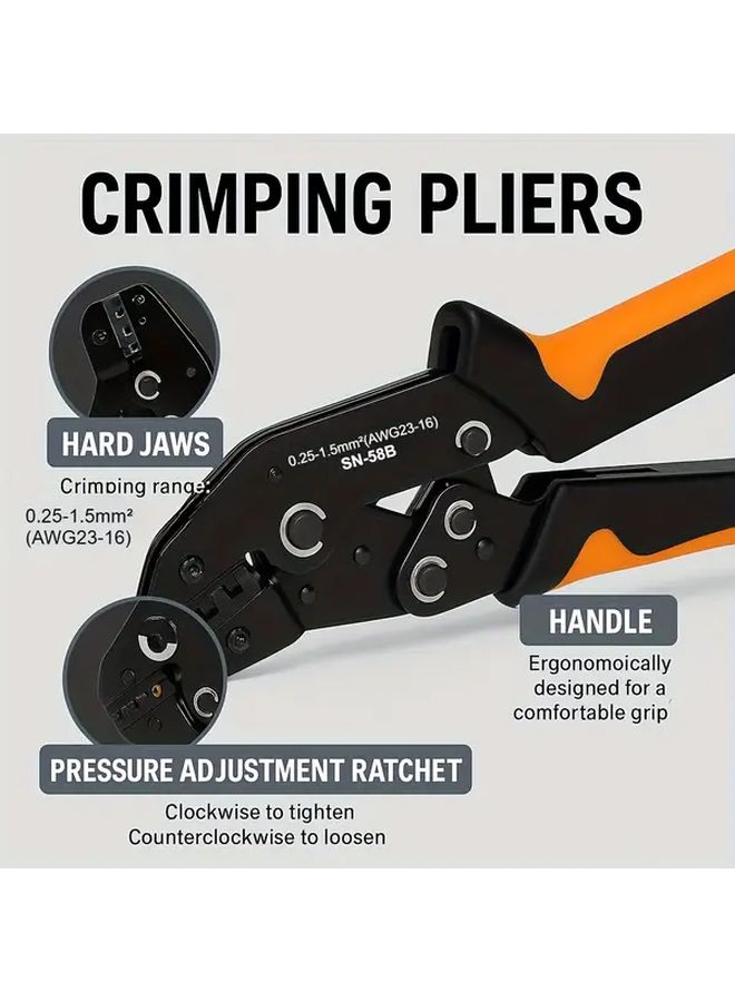 Terminal Pliers Crimping Set For AWG 23 16 0.25 1 5mm² Terminals Includes 300 Insulated Sleeves 300 Coils And 2 8 4 8 6 3mm Male Female Connector Combo Kit - Image 2