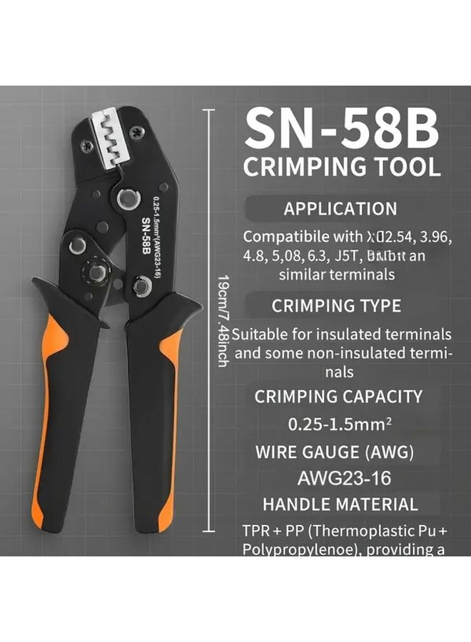 Terminal Pliers Crimping Set For AWG 23 16 0.25 1 5mm² Terminals Includes 300 Insulated Sleeves 300 Coils And 2 8 4 8 6 3mm Male Female Connector Combo Kit - Image 3