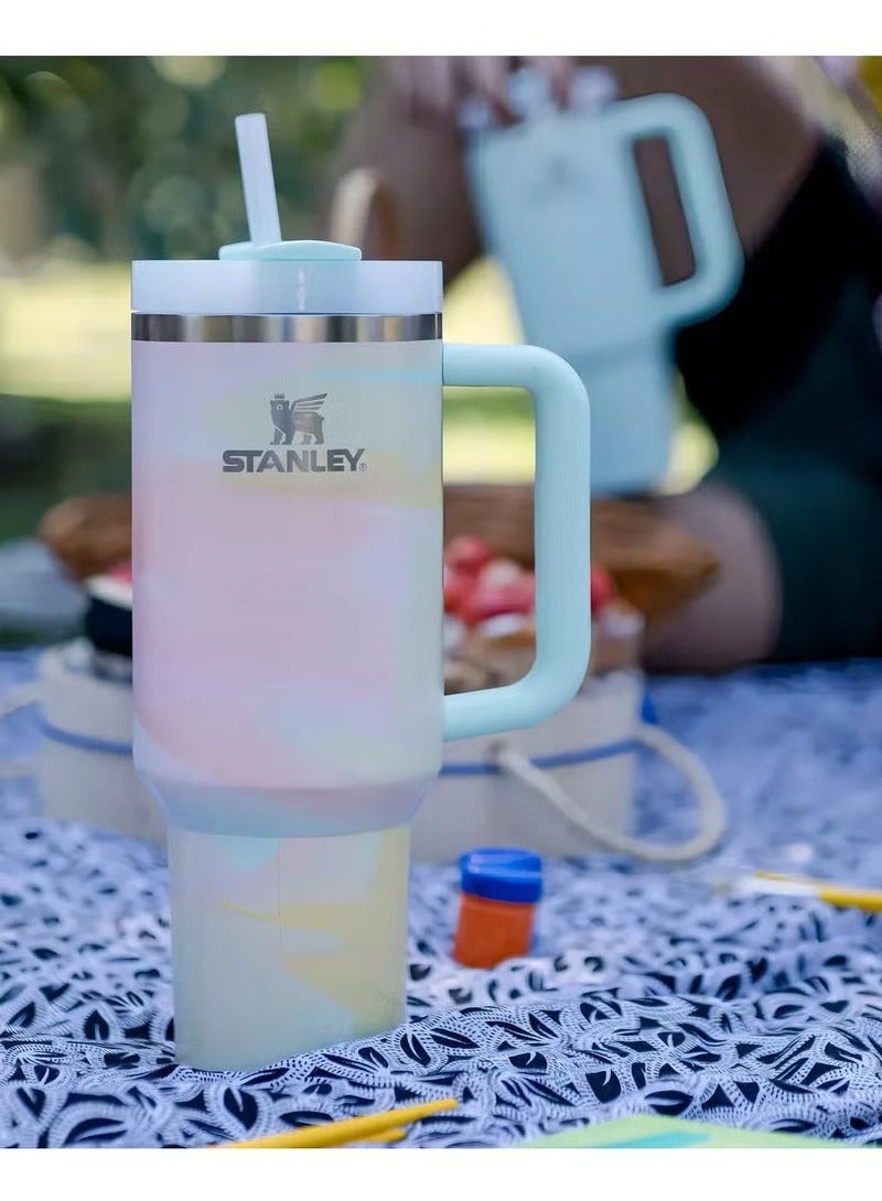 Stanley Quencher H2.0 40oz Vacuum Insulated Tumbler – Stylish Brush Strokes Stainless Steel Travel Mug – Keeps Drinks Hot for 7 Hours & Cold for 24 Hours – Leakproof, Durable & BPA-Free – Includes Reusable Lid & Straw – Perfect for Water, Coffee, Iced Tea & Smoothies - Image 2