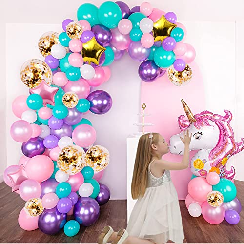 AMFIN Unicorn Balloon Decoration for Birthday / Unicorn Backdrop For Decoration / Balloons for Decoration / Pastel Decoration Balloon - Pack of 157 material Foil (color Multi) - Image 1