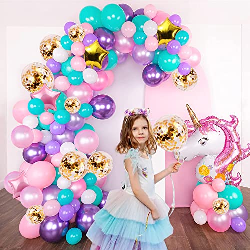 AMFIN Unicorn Balloon Decoration for Birthday / Unicorn Backdrop For Decoration / Balloons for Decoration / Pastel Decoration Balloon - Pack of 157 material Foil (color Multi) - Image 4