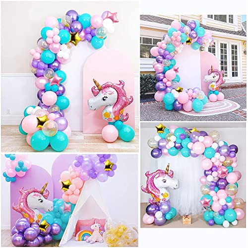 AMFIN Unicorn Balloon Decoration for Birthday / Unicorn Backdrop For Decoration / Balloons for Decoration / Pastel Decoration Balloon - Pack of 157 material Foil (color Multi) - Image 5