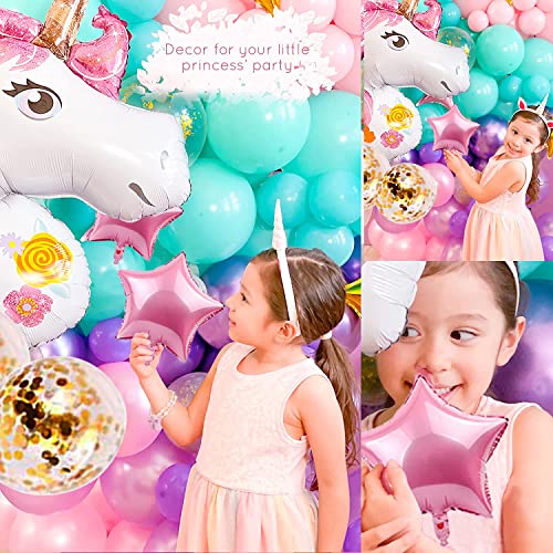 AMFIN Unicorn Balloon Decoration for Birthday / Unicorn Backdrop For Decoration / Balloons for Decoration / Pastel Decoration Balloon - Pack of 157 material Foil (color Multi) - Image 2